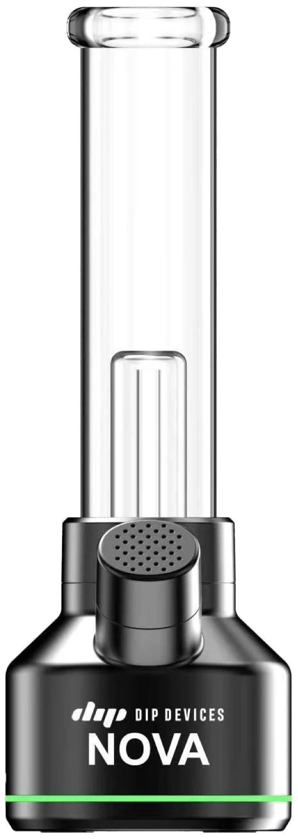 Nova tabletop device in black — removable glass tube, water filtration and a lit status ring around the base